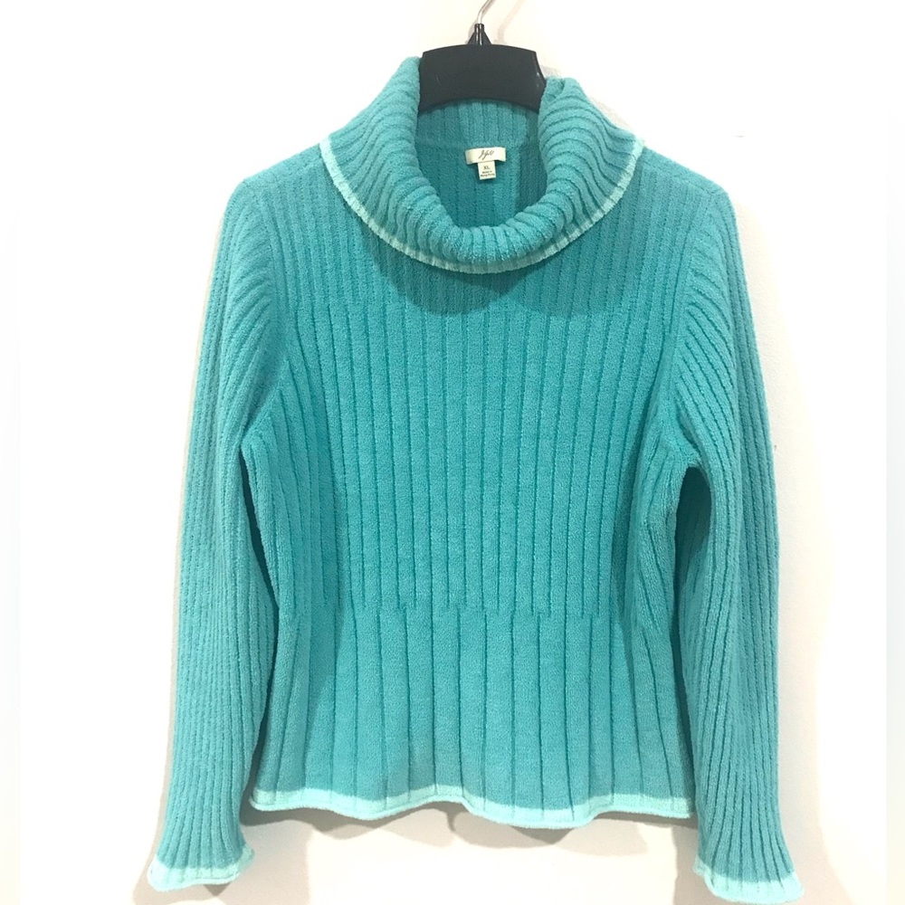 J. Jill Womens Super Soft Sweater Turtle Neck long Sleeves Turquoise Size XL